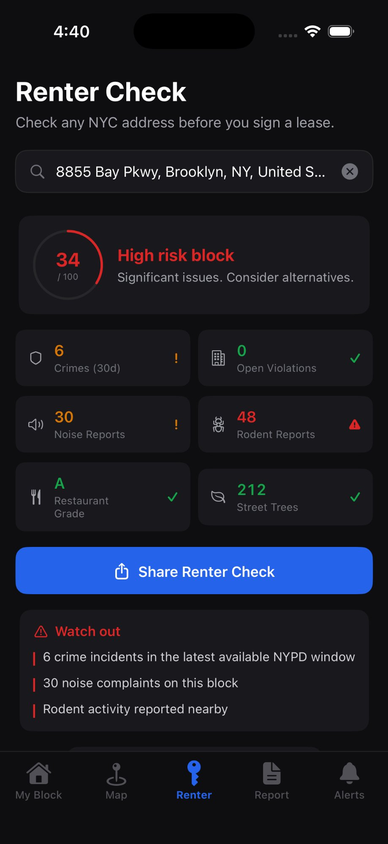 Renter Check Screenshot
